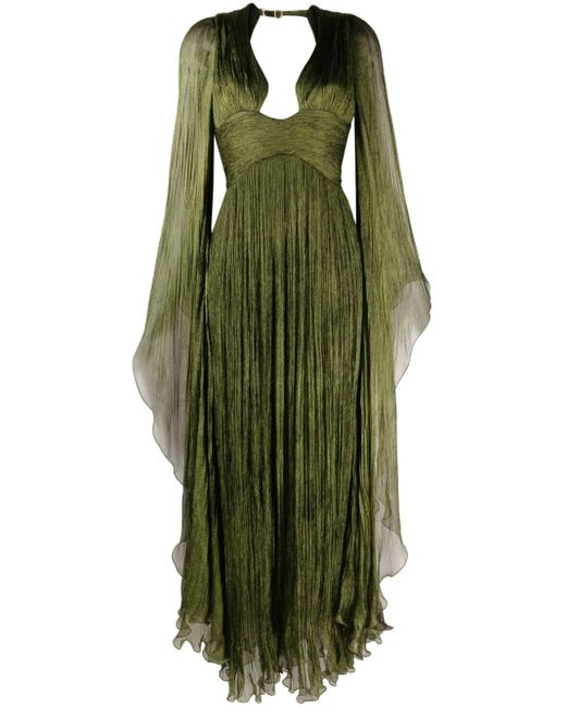 Maria Lucia Hohan Green Ellie Plunge-neck Gown