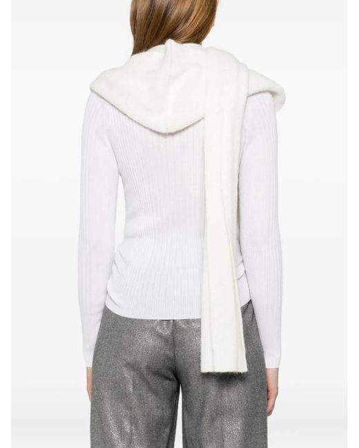 Peserico White Ribbed Cardigan