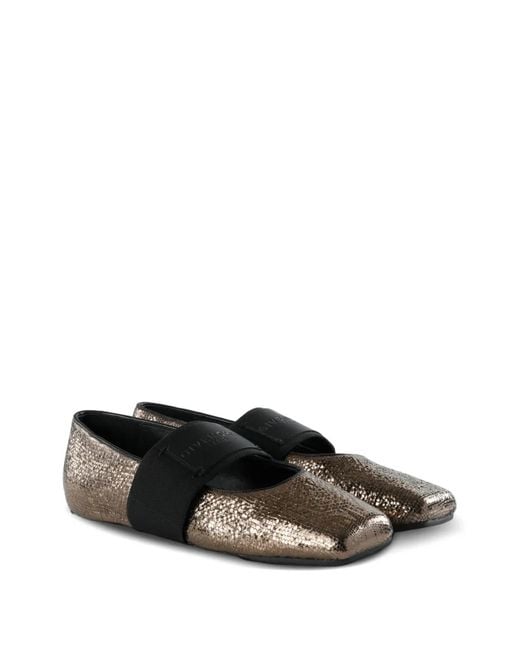 Givenchy Black Snake-Effect Elasticated-Strap Ballet Flats