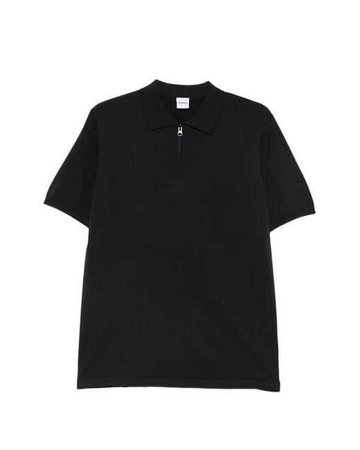 Aspesi Black Quarter-Zip Polo Shirt for men