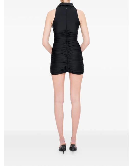 MEDEA Black Ruched Collared Mini Dress