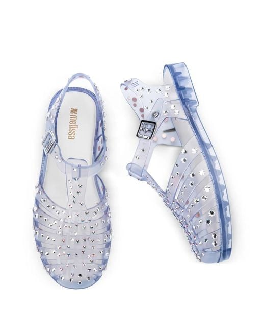 Melissa White Crystal-embellished Jelly Sandals