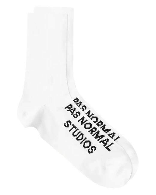 Pas Normal Studios White Logo-Intarsia Socks for men