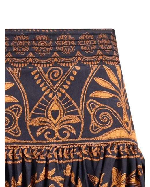 Farm Rio Brown Cornely Ainika Floral-Print Mini Skirt
