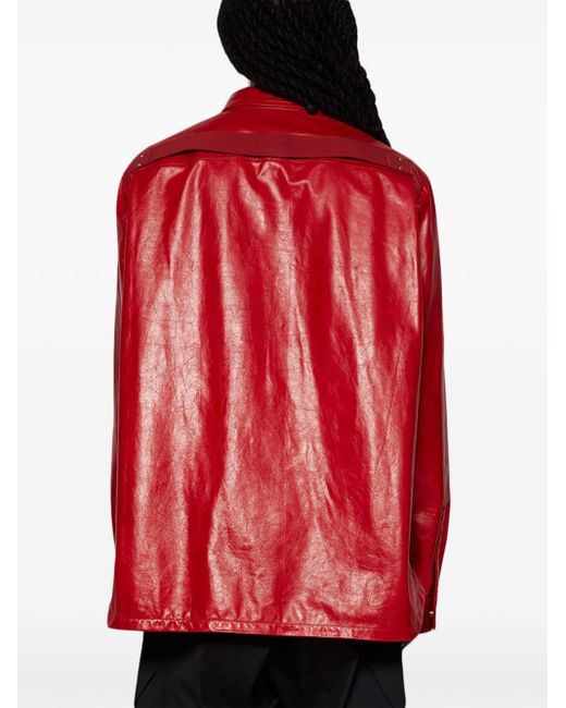 Rick Owens Red Coated Denim Shirt Jacket for men