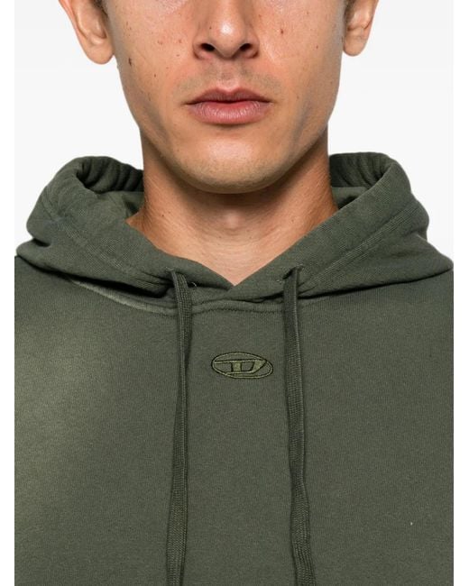 DIESEL Green Logo-Embroidered Hoodie for men
