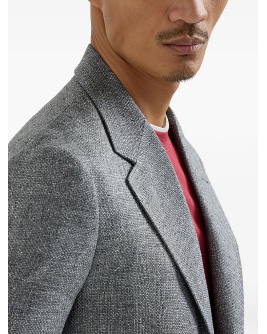 Brunello Cucinelli Blue Single-Breasted Blazer for men