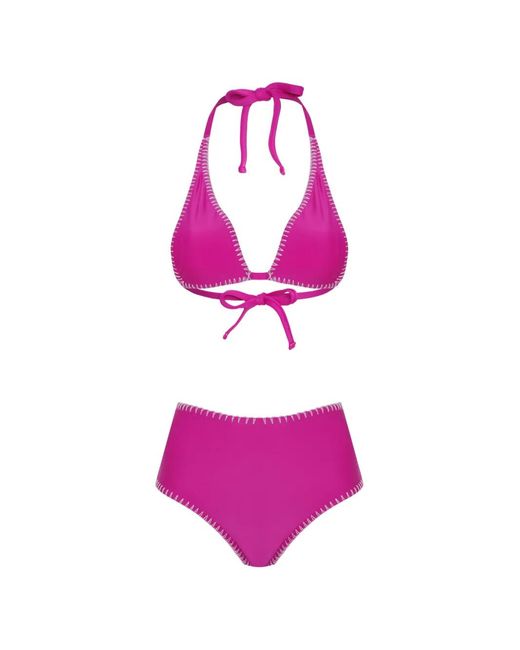 Amir Slama Pink X Tati Barbieri Blanket-Stitched Star-Cutout Bikini