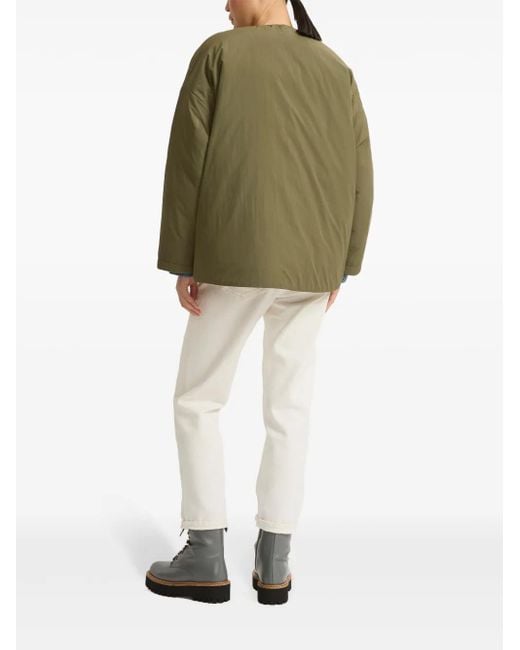 Yves Salomon Green Drawstring-Neck Down Jacket