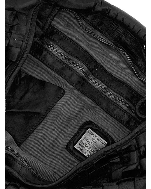 Campomaggi Black Edera Woven Leather Shoulder Bag