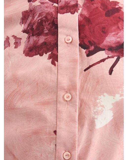 Vestido camisero midi con motivo floral Erdem de color Pink