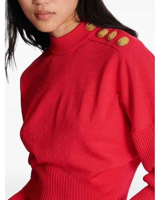 Balmain Red Verziertes Kleid