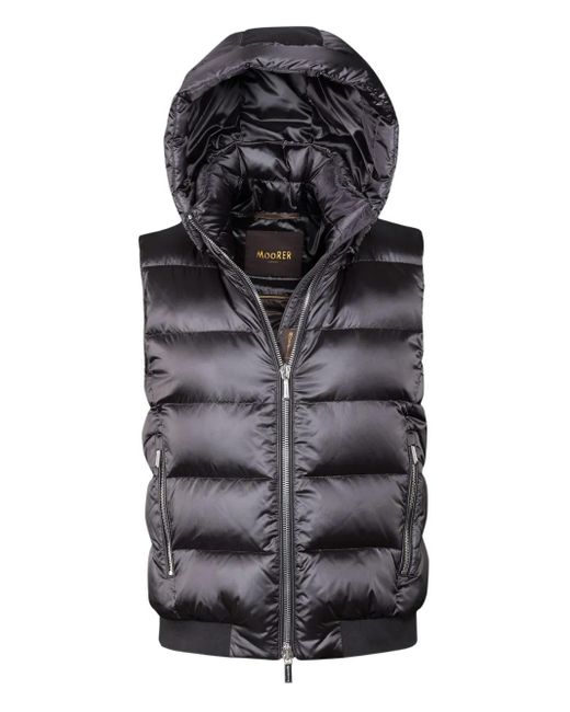 Moorer Black Layre-Hc Hooded Gilet