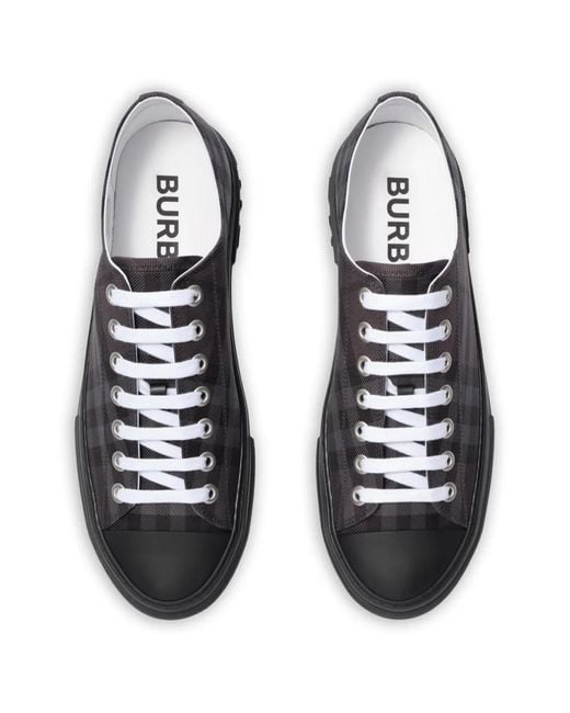 Burberry Black Check Nylon-Blend Sneakers for men