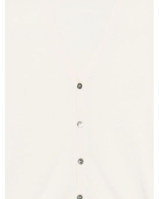 Alpha Studio White Button V-Neck Cardigan for men