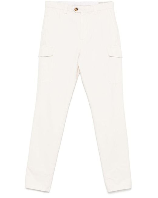 Brunello Cucinelli White Cotton Cargo Pants for men