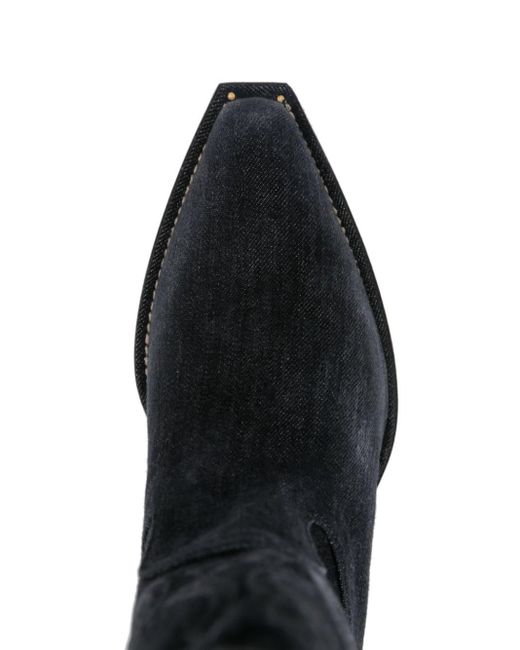 Vic Matié Black 50mm Panelled Denim Ankle Boots