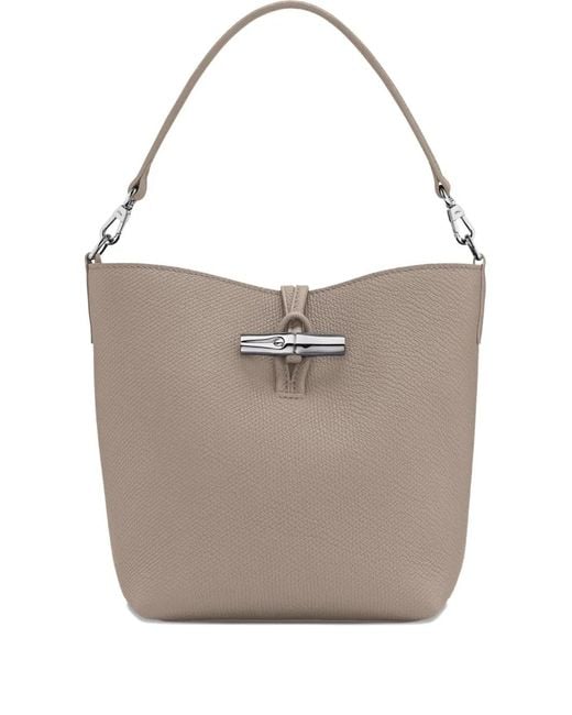 Longchamp Gray Small Le Roseau Bucket Bag