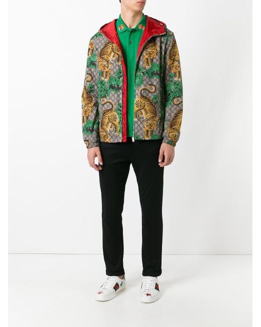 Gucci Synthetic Bengal Tiger Print Jacket in Green for Men | Lyst UK