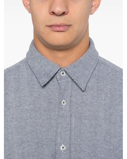 Boss Blue Herringbone-Pattern Shirt for men