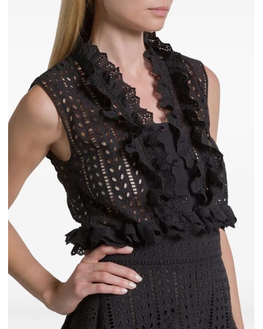 Alberta Ferretti Black Polyester Cotton Top