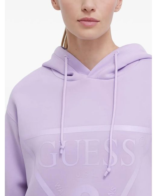 Guess Purple Embossed Hooded Sweatshirt