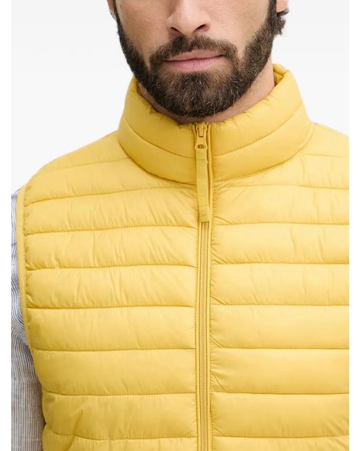 Benetton Yellow Quilted High-Neck Gilet for men