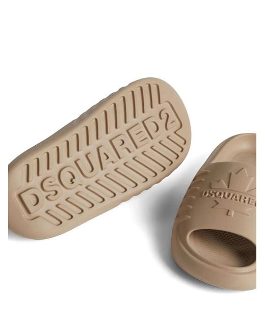 DSquared² Brown Logo-Embossed Slides for men