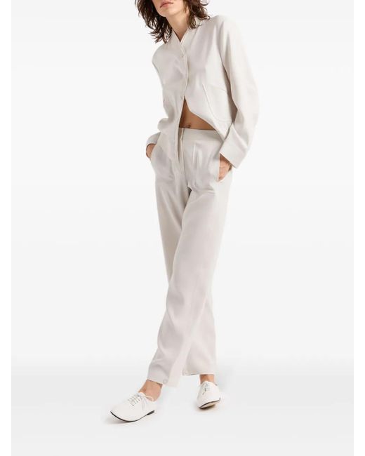 Giorgio Armani White Collarless Drop-Shoulder Jacket