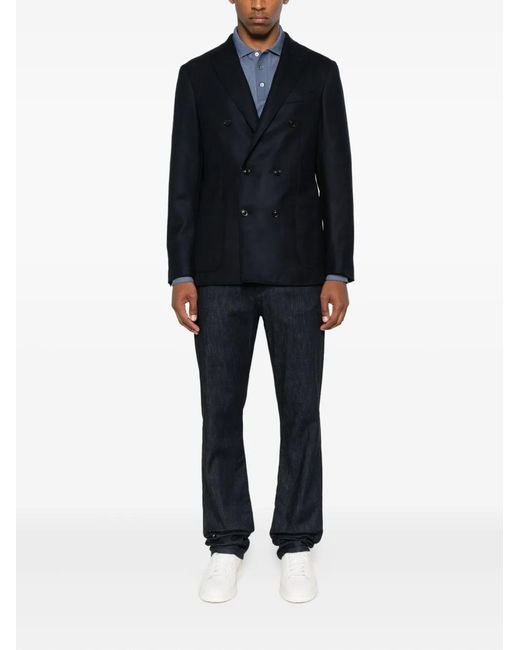 Canali Black Double-Breasted Jacket for men