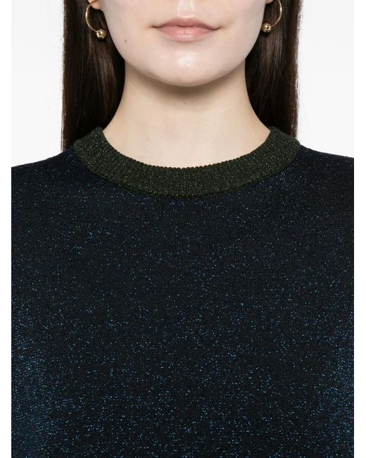 Cynthia Rowley Black Metallic Crew-Neck Sweater