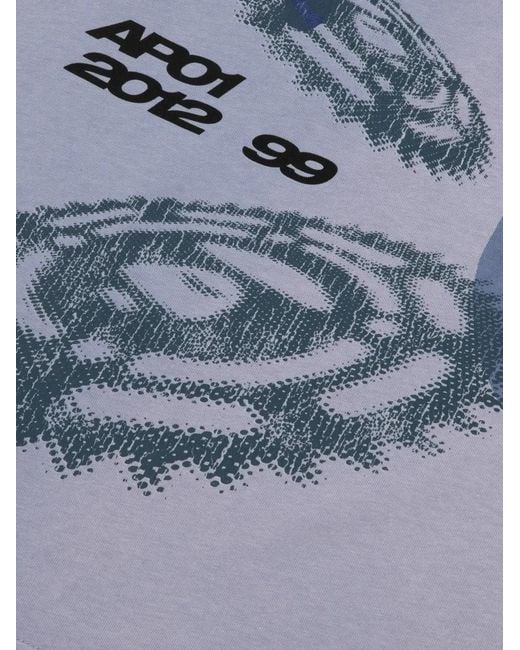 Aape By A Bathing Ape Blue Aapeunvs Graphic-Print Cotton T-Shirt for men