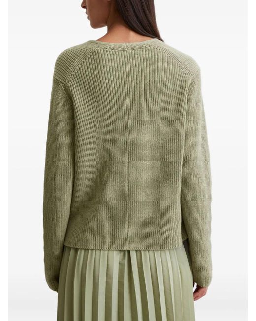 Marc O' Polo Green Button-Front Ribbed Cardigan