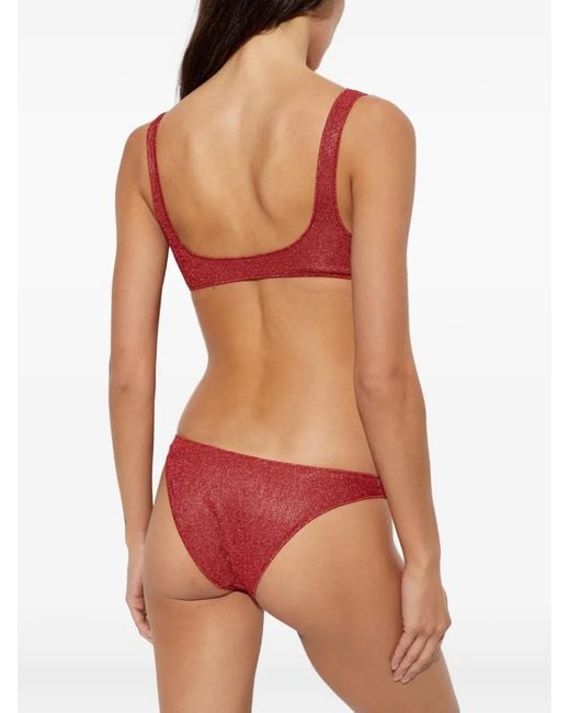 Oseree Red Lumière Sporty Lurex-Thread Bikini