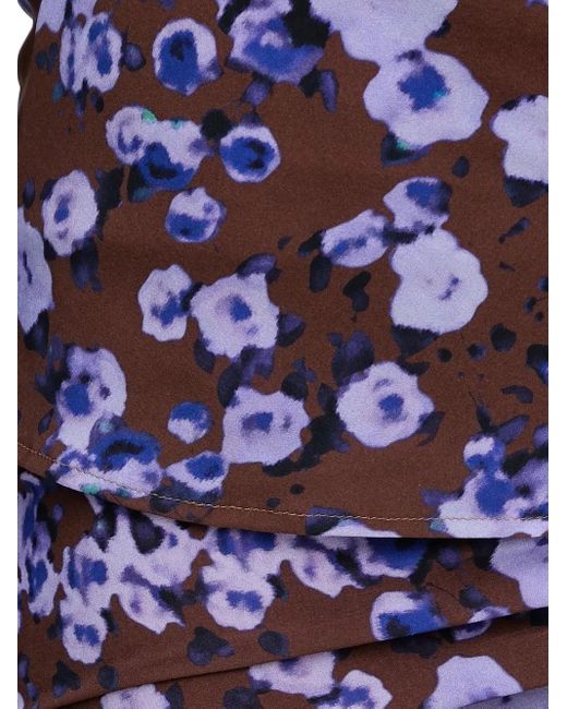 Patrizia Pepe Blue Gerafftes Midikleid mit Blumen-Print