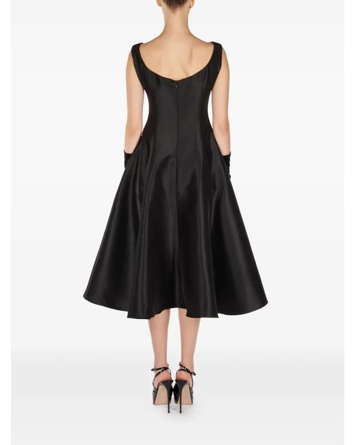 ARAFTU Black Embellished Square-Neck Midi Dress