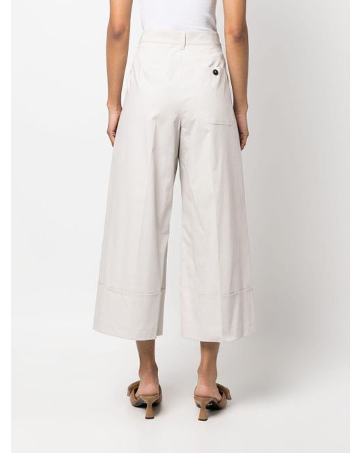 Max Mara Cropped Pantalon in het White
