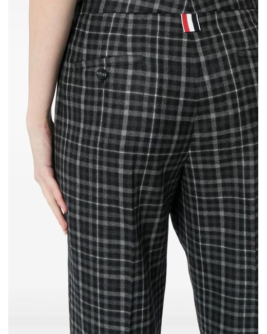 Thom Browne Black Plaid-Check Tailored Trousers