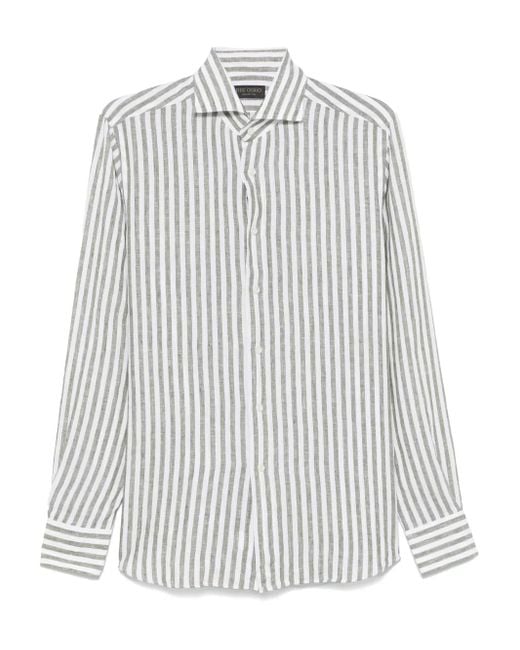 Dell'Oglio Gestreept Overhemd in het White voor heren