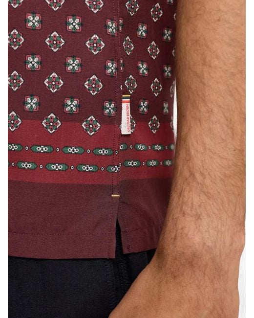 Orlebar Brown Red Maitan Luminis Border Geometric-Patterned Shirt for men