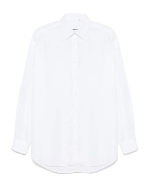 Costumein White Curved-Hem Shirt for men