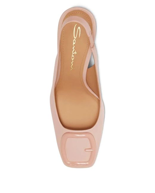 Santoni Pink 85Mm Buckle-Detail Slingback Pumps