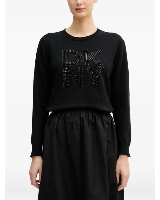 DKNY Black Embellished Knitted Jumper