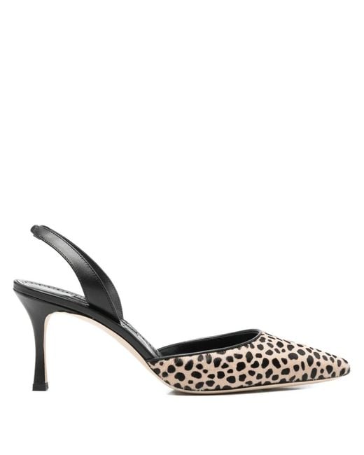 Manolo Blahnik Metallic Escarpins Carolyne 70 Mm À Motif Léopard