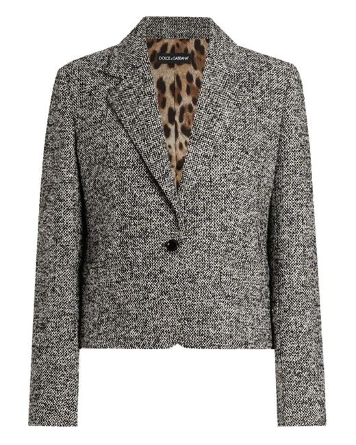 Dolce & Gabbana Gray Dotted Wool Blend Jacket