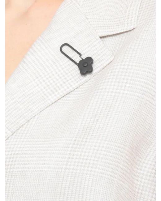 Lardini White Check-Pattern Linen Blazer