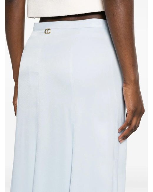 Twinset White High-Waisted Flared Maxi Skirt
