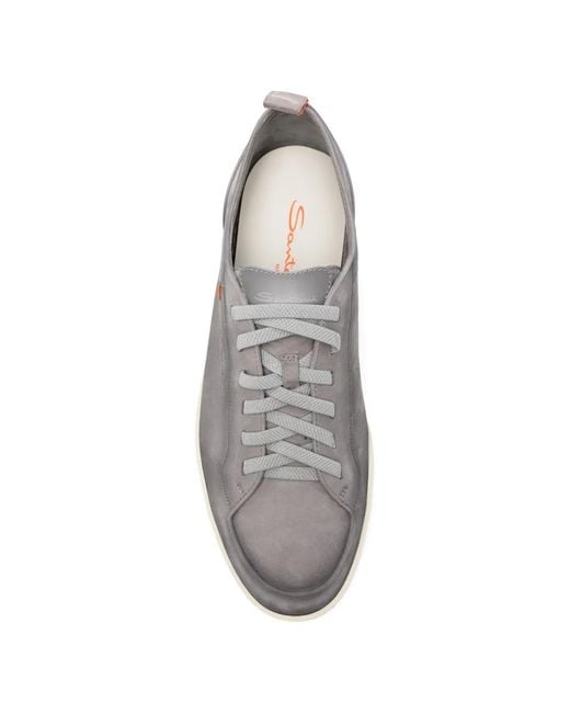 Santoni White Logo-Debossed Leather Sneakers for men
