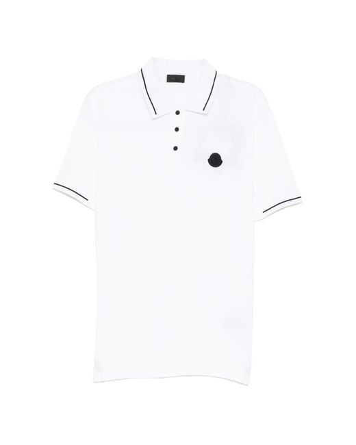 Polo À Patch Logo Moncler pour homme en coloris White