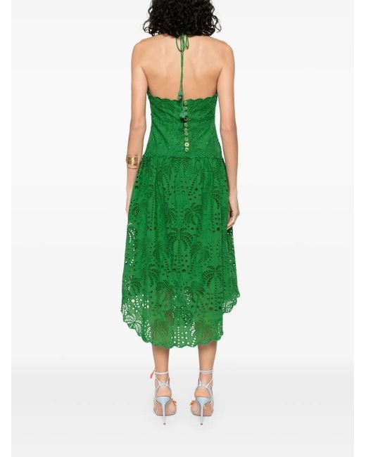 Farm Rio Green Cotton Midi Dress